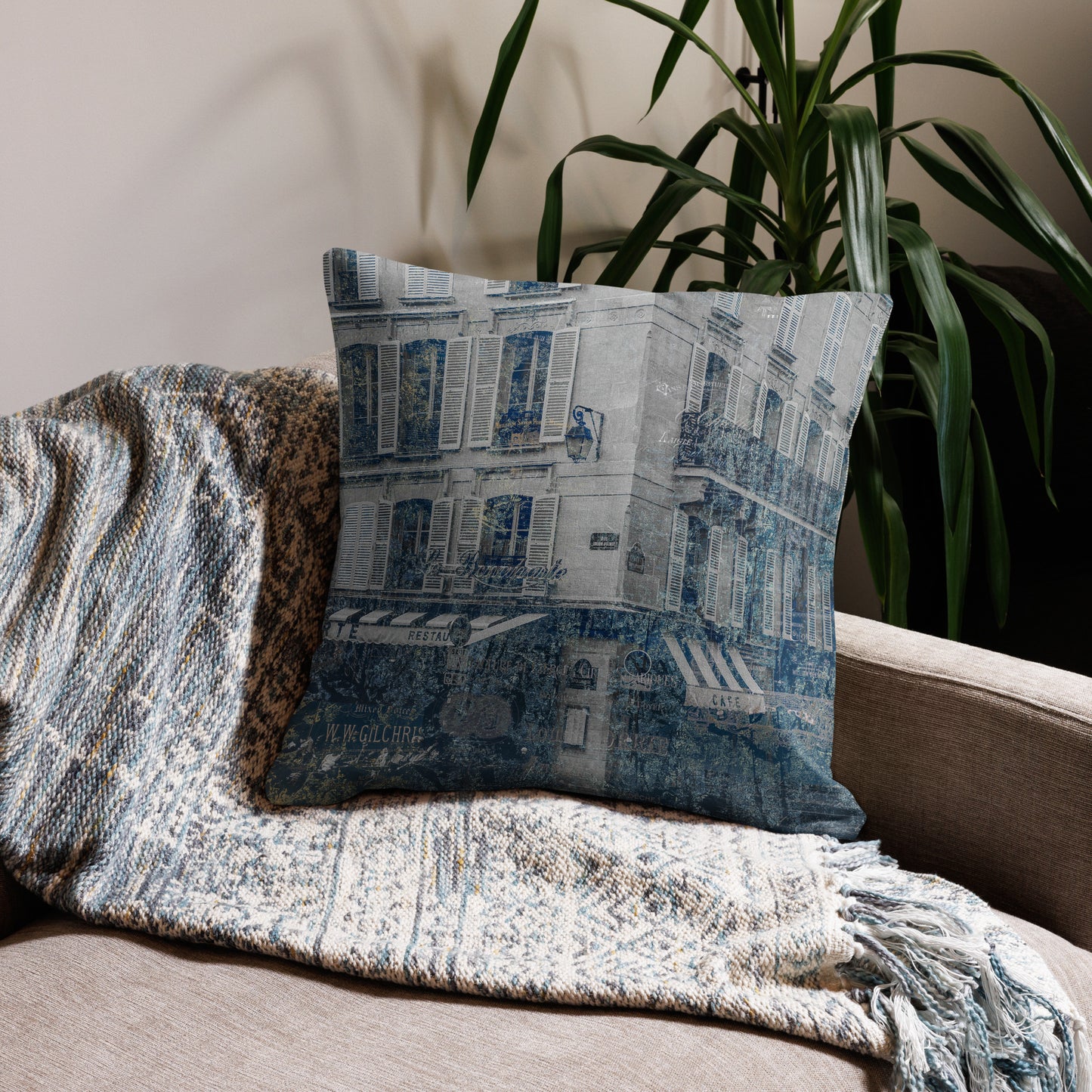 Artistic Home Decor Pillow| Blue Paris