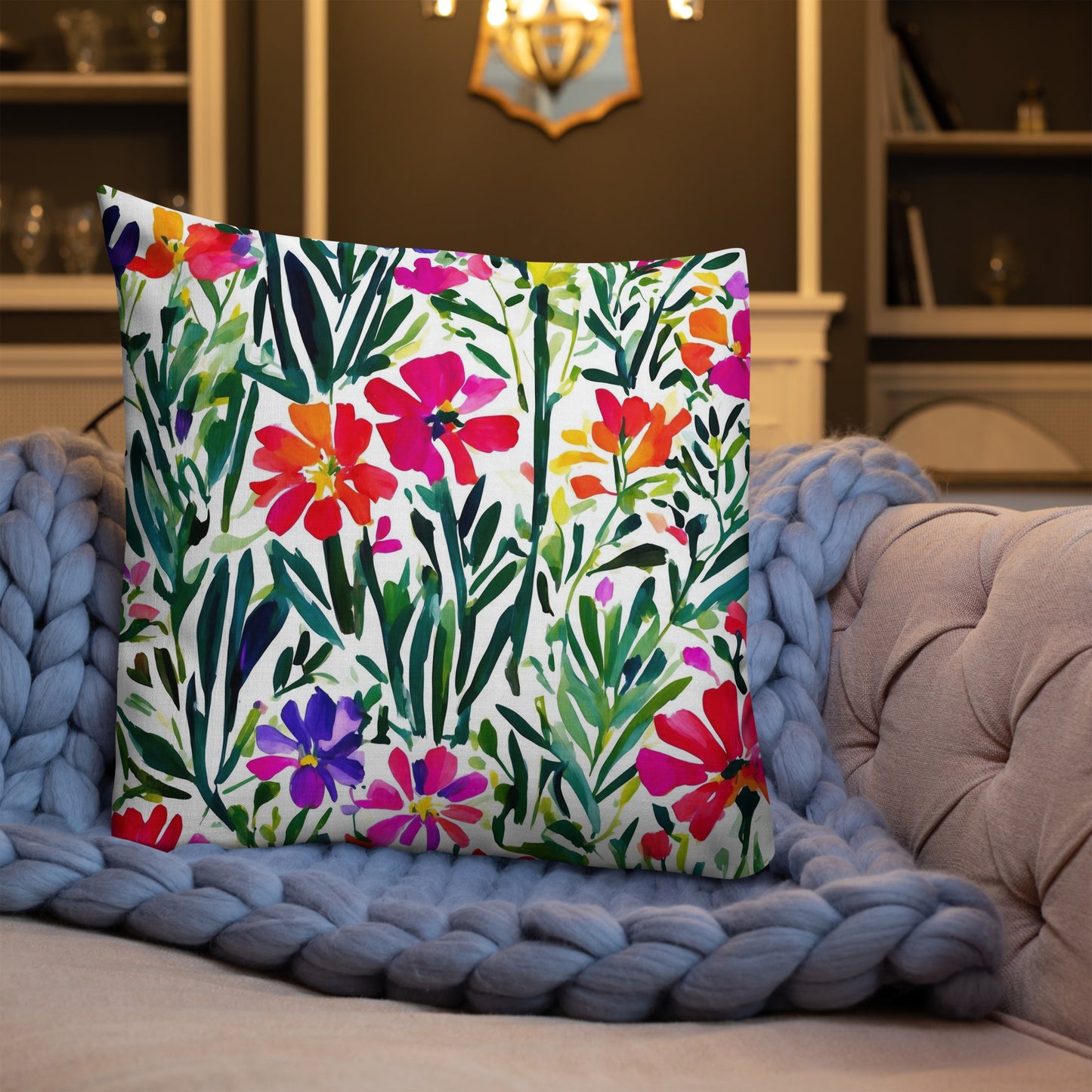 Colorful Home Decor Premium Pillow | French Flower Market