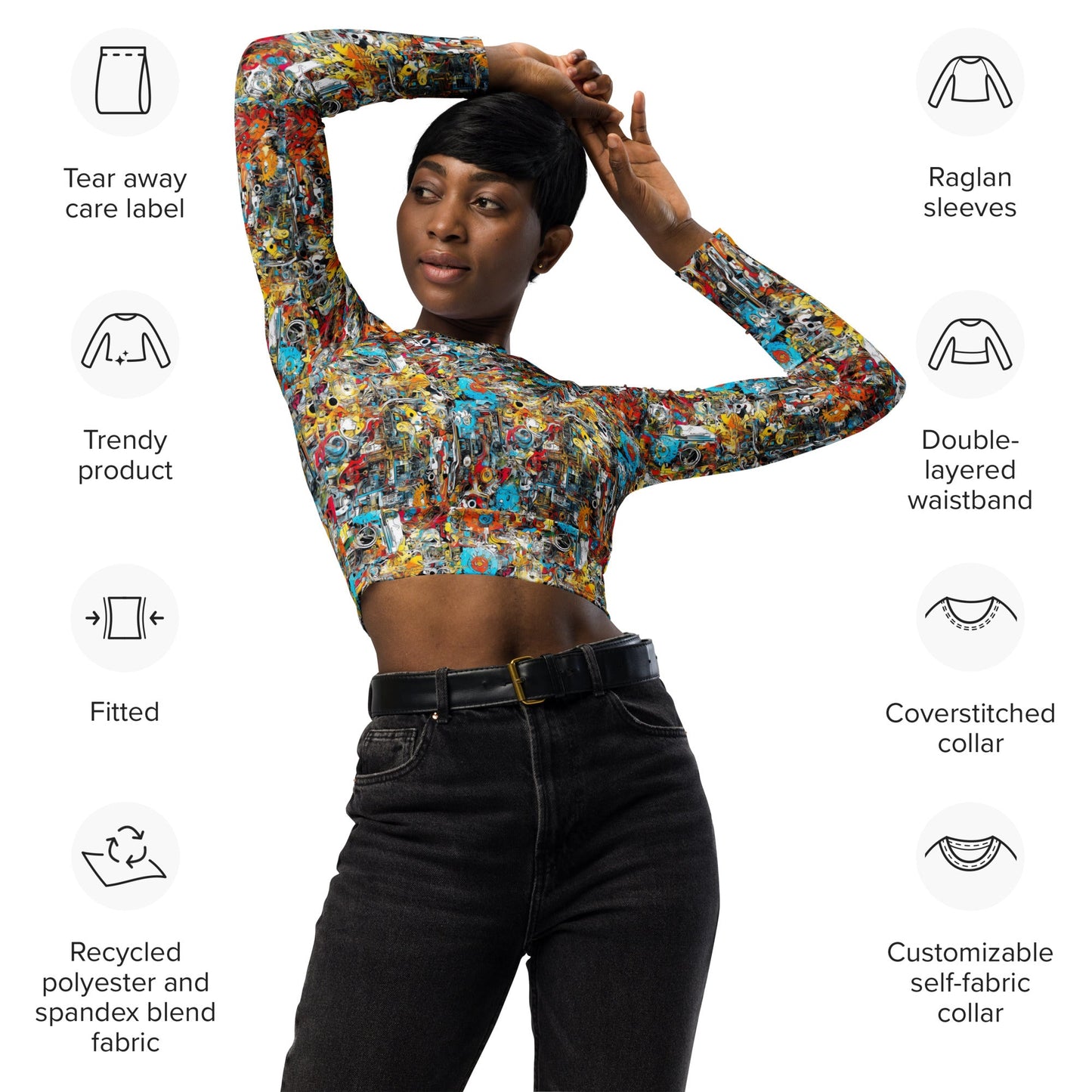 Elementologie Recycled Long-Sleeve Crop Top - Eco-Friendly, Stylish, and Comfortable - Premium  from Elementologie - Just $40.95! Shop now at Elementologie