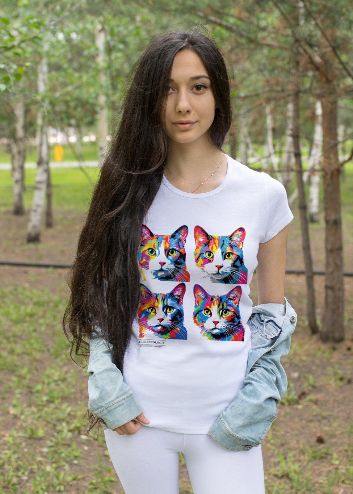 Women’s Boyfriend T-shirt-Warhol Cat No.01