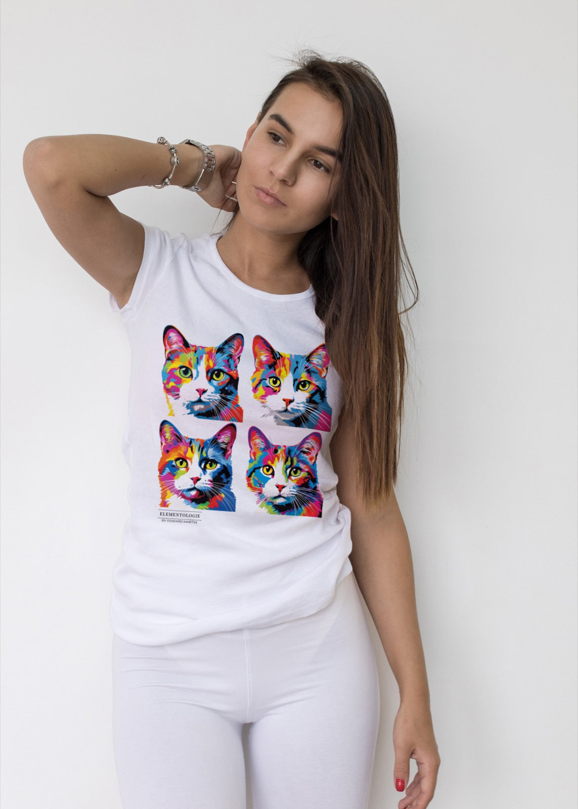 Women’s Boyfriend T-shirt-Warhol Cat No.01