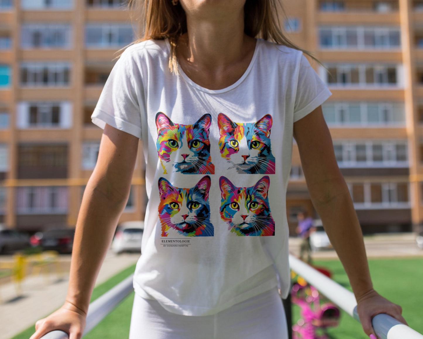 Women’s Boyfriend T-shirt-Warhol Cat No.01