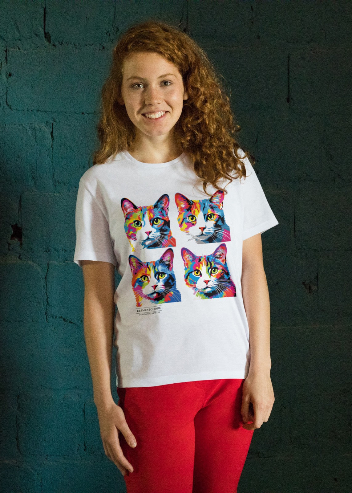 Women’s Boyfriend T-shirt-Warhol Cat No.01