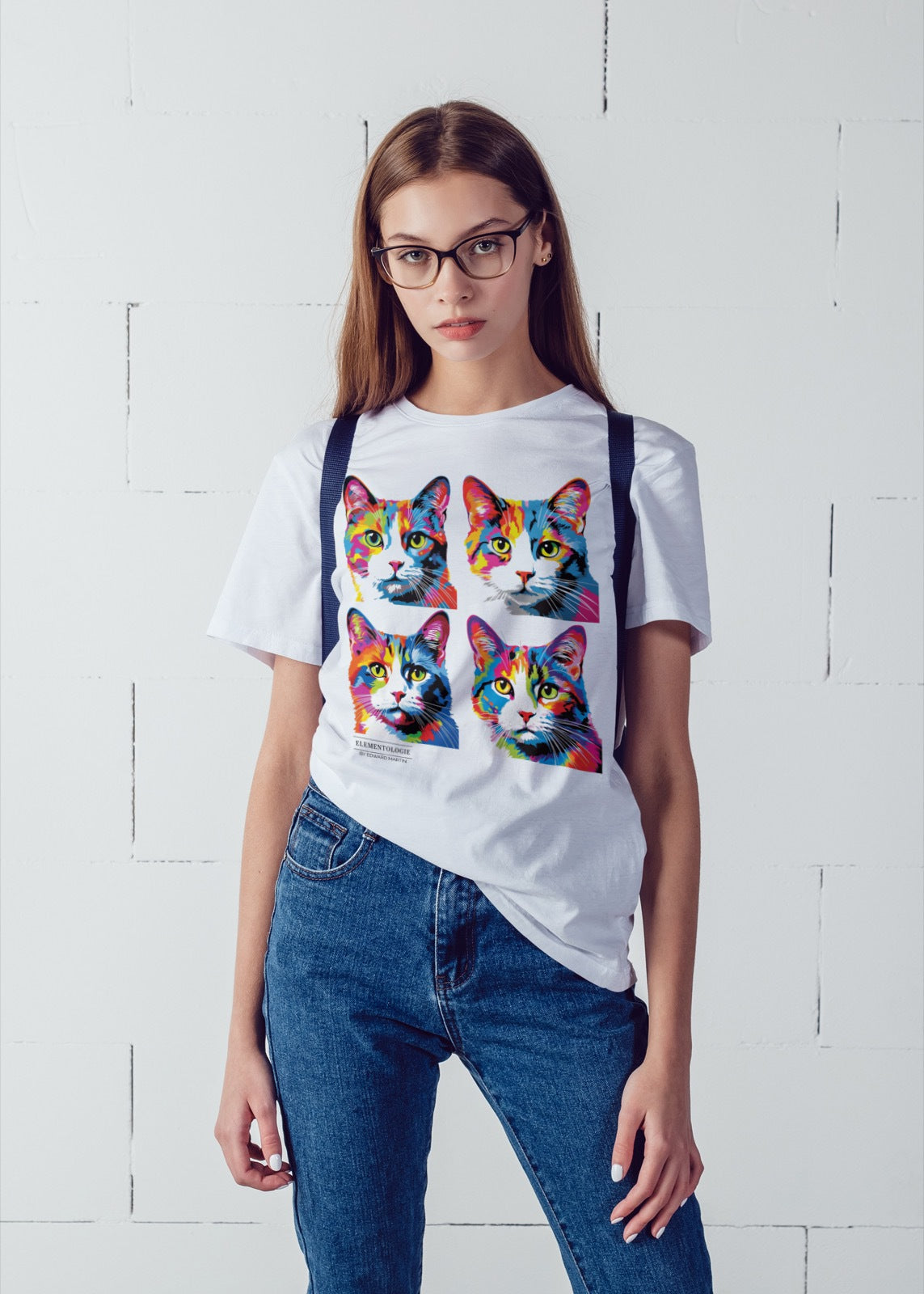 Women’s Boyfriend T-shirt-Warhol Cat No.01