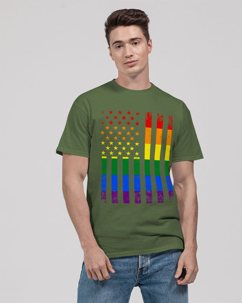 Distressed Rainbow Flag Unisex Heavy Cotton T-Shirt -LGBTQ