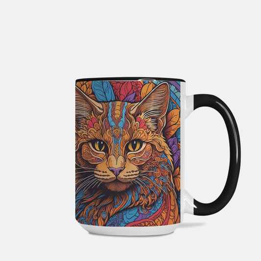 Mug Deluxe 15oz. Mandala Cat