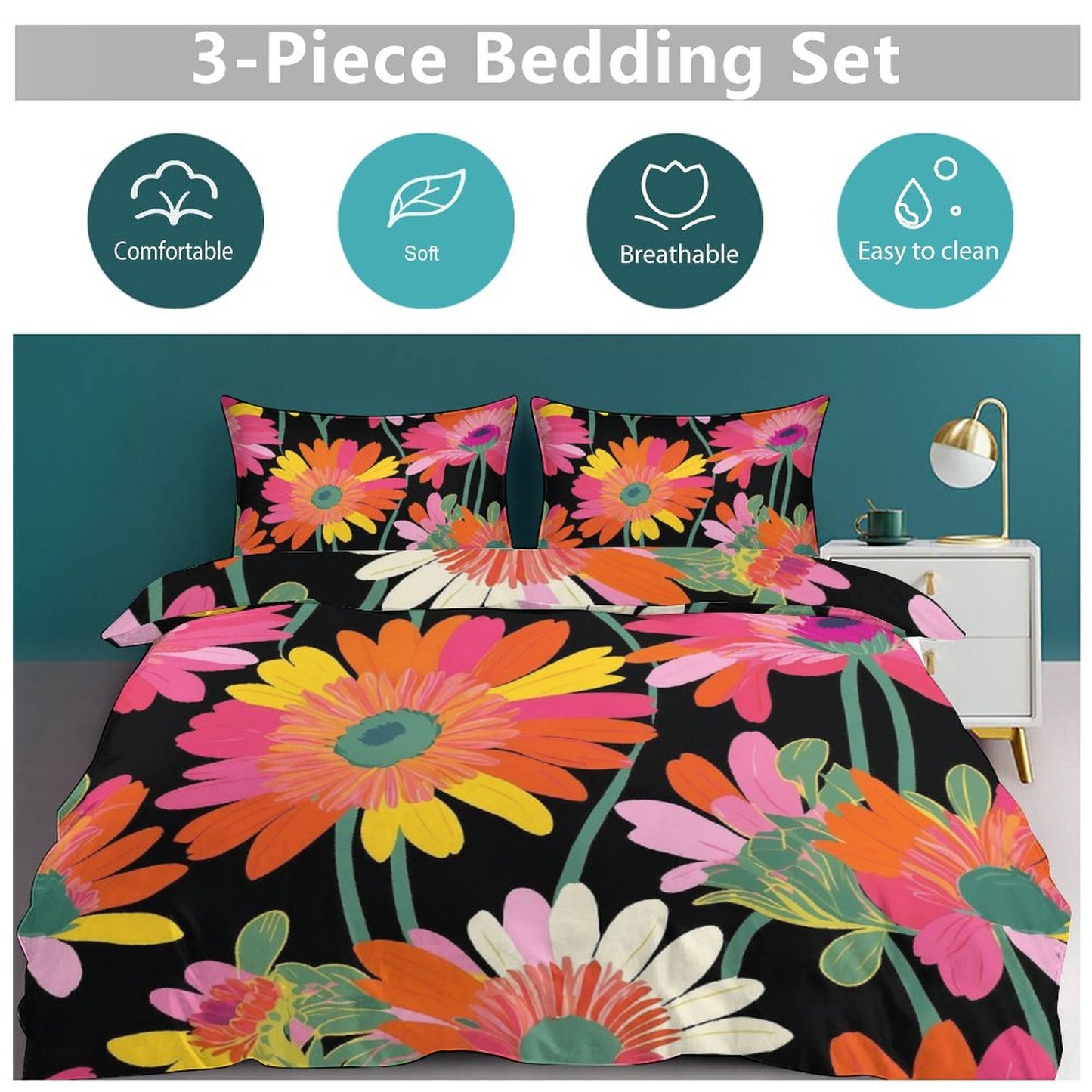 3-Piece Bedding Set| Duvet Cover and Pillow Shams