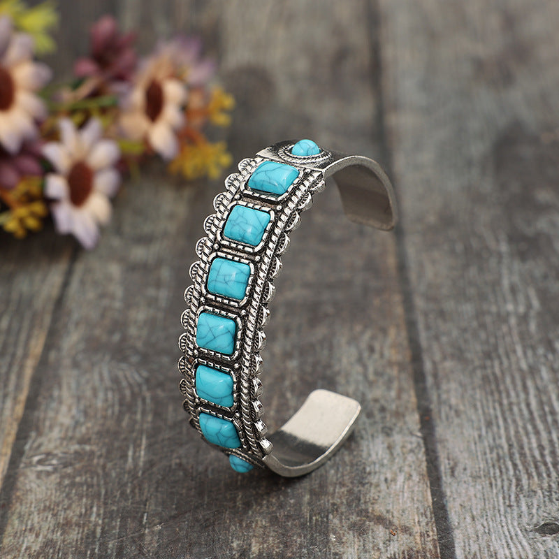 Elegant Alloy Inlaid Natural Stone Bracelet