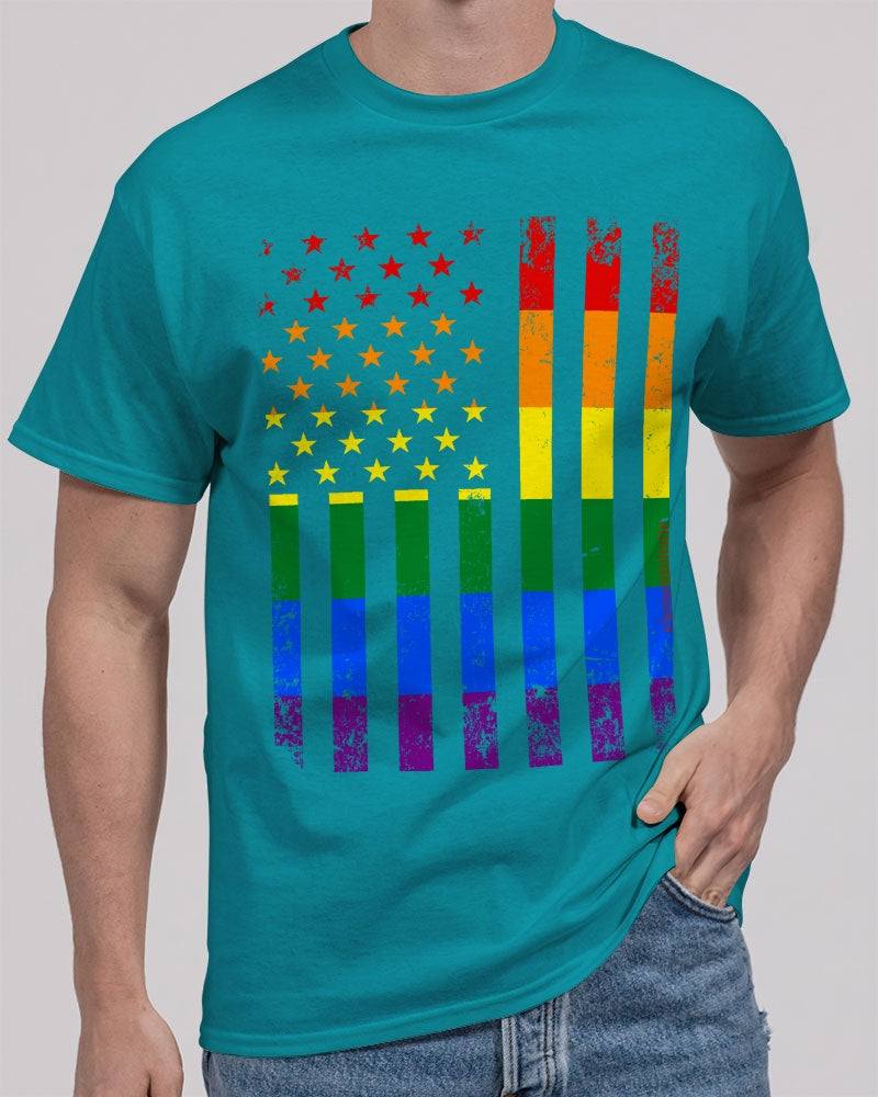 Distressed Rainbow Flag Unisex Heavy Cotton T-Shirt -LGBTQ