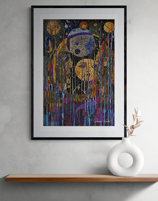 Museum-Quality Matte Paper Poster-Fantastical Moon Forest No.849 by Edward Martin