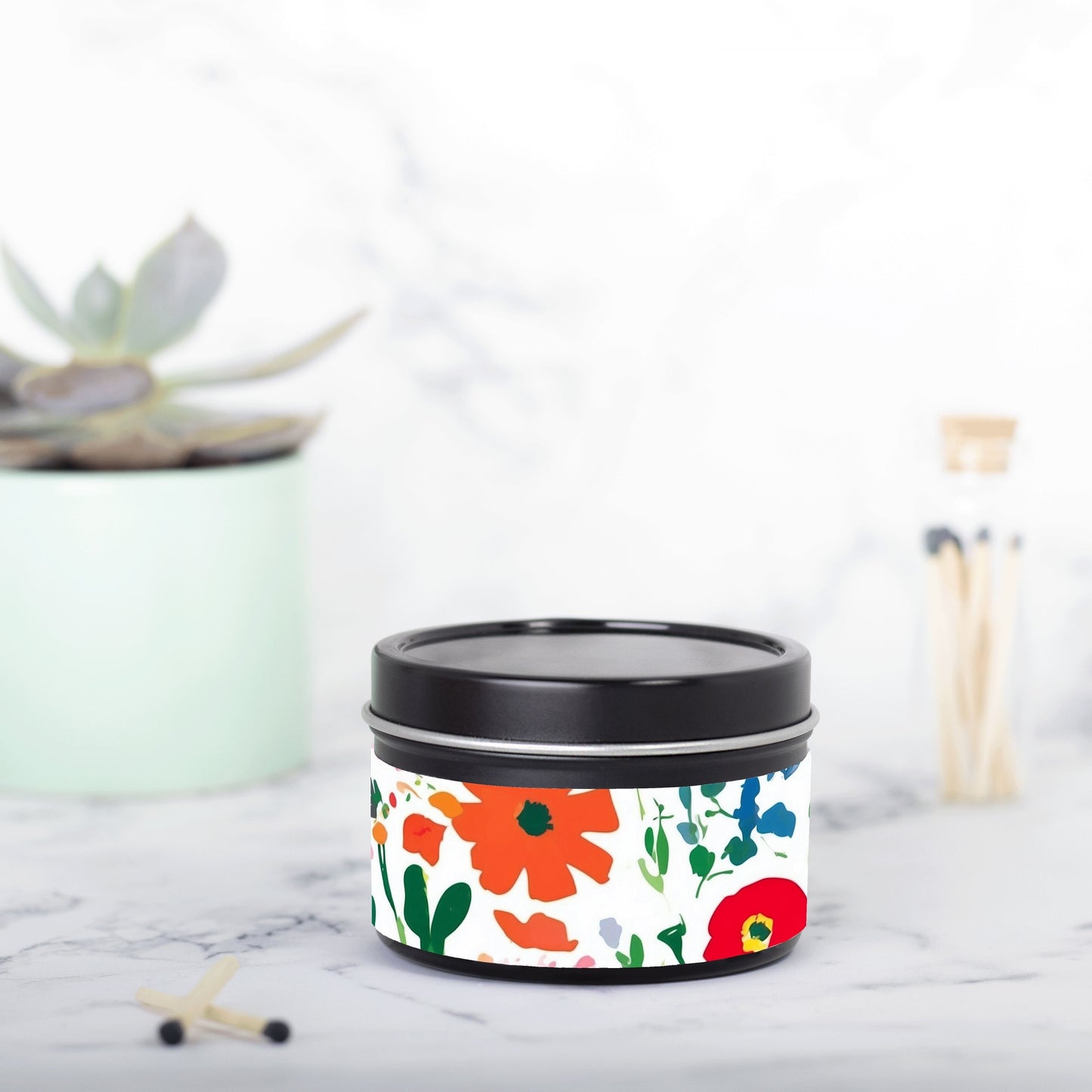 Elementologie’s Hand-poured Coconut Soy Wax Candle Tin | 4oz | Flower Market