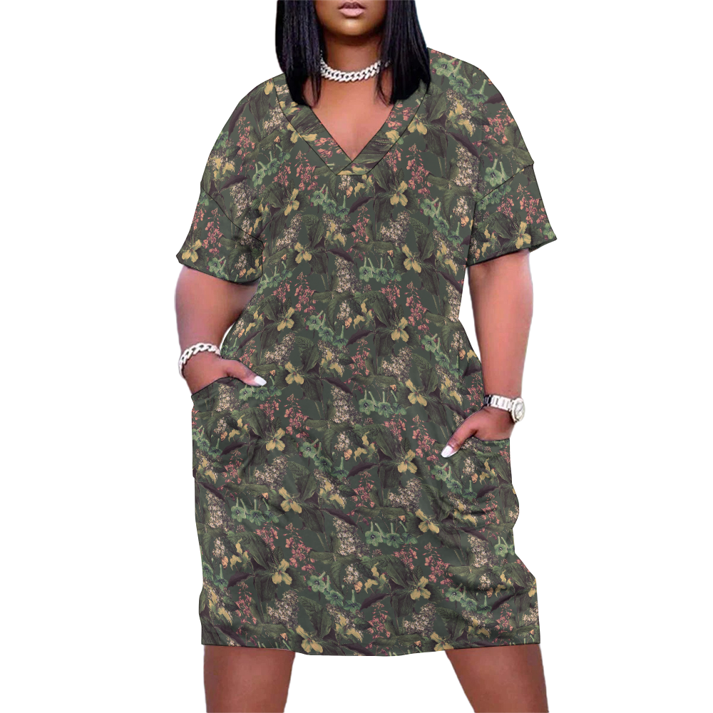 Oversize T-Shirt Dress with Pockets-Verde