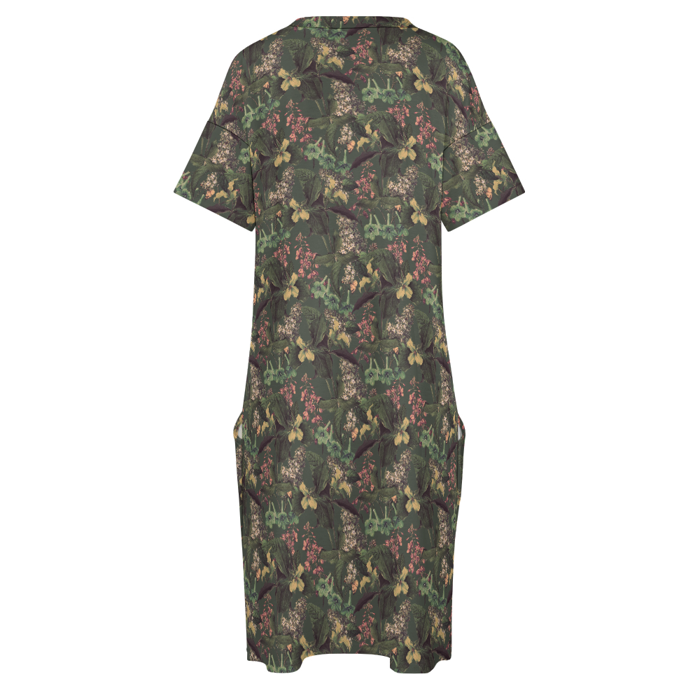 Oversize T-Shirt Dress with Pockets-Verde