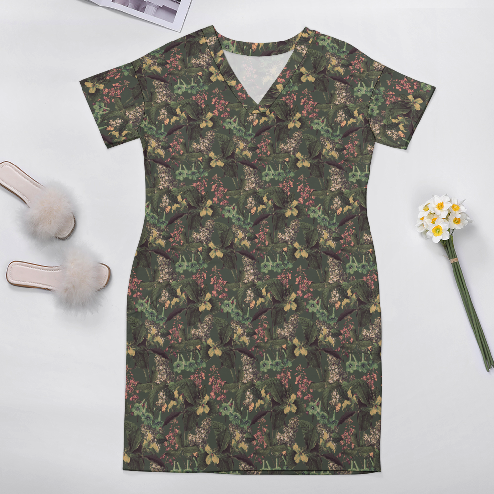 Oversize T-Shirt Dress with Pockets-Verde