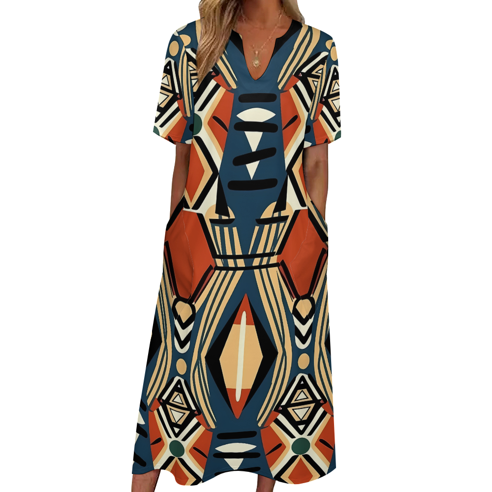 7 Point Sleeve Dress with Pockets-Sahara