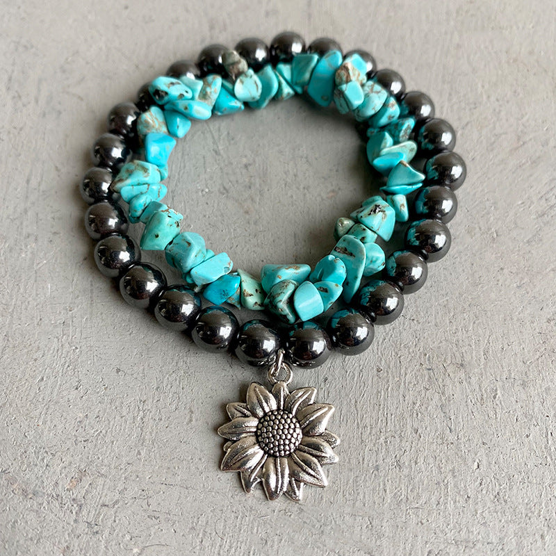 Handcrafted Turquoise Alloy Bracelet - Adjustable