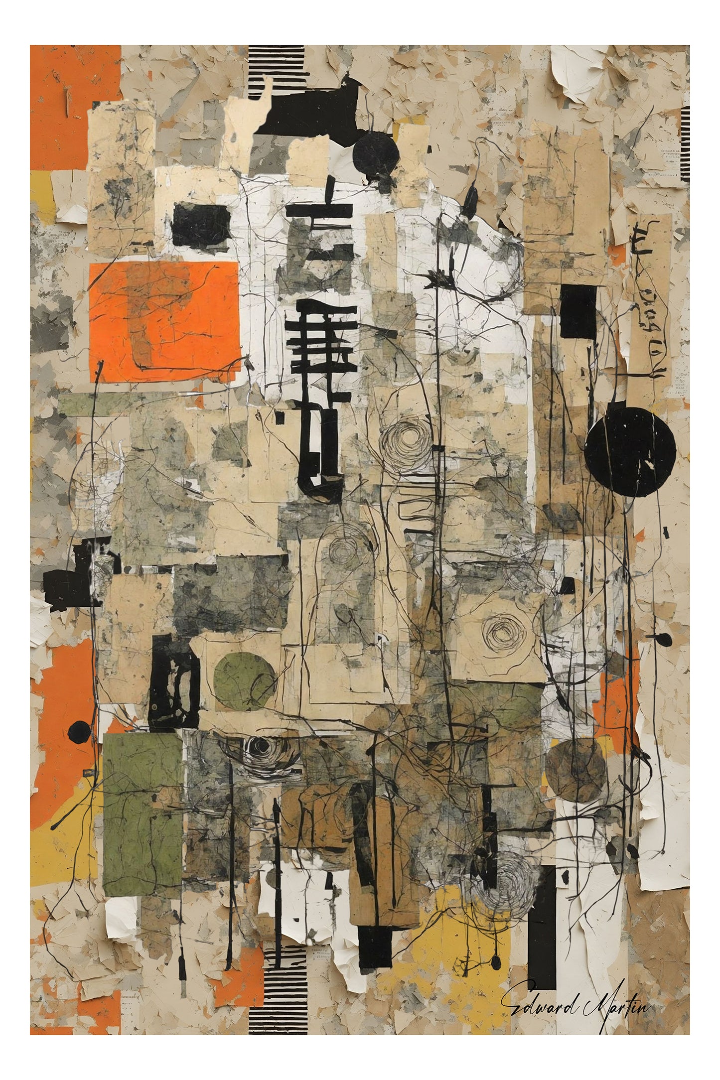 Abstract Collage Poster by Edward Martin - Gatherings