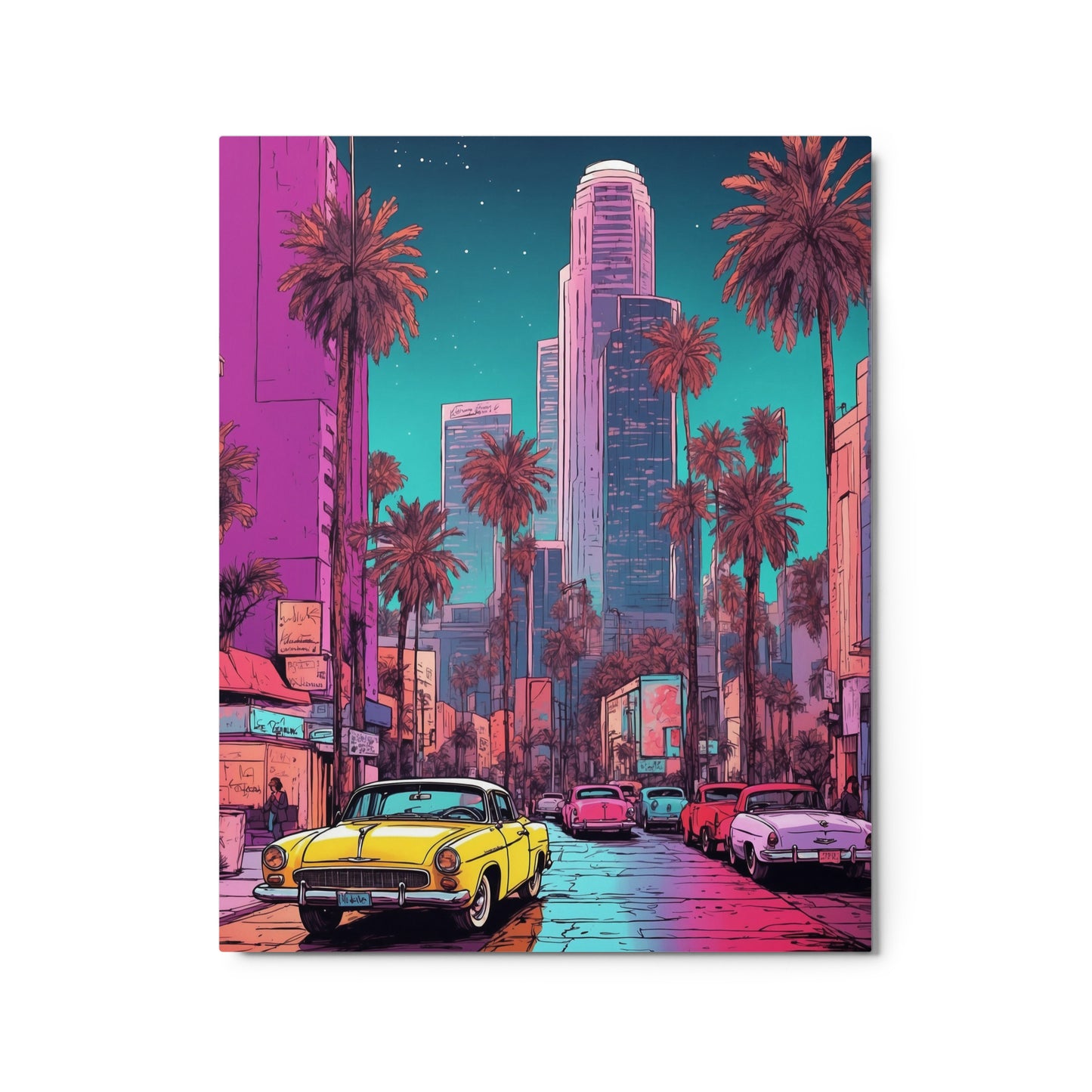 Retro Miami Metal Wall Art Print