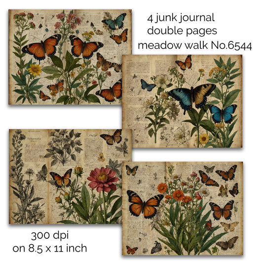 Junk Journal Pages | NO. 65440 Meadow Walk | Instant Downloads | Artistic Journal Pages