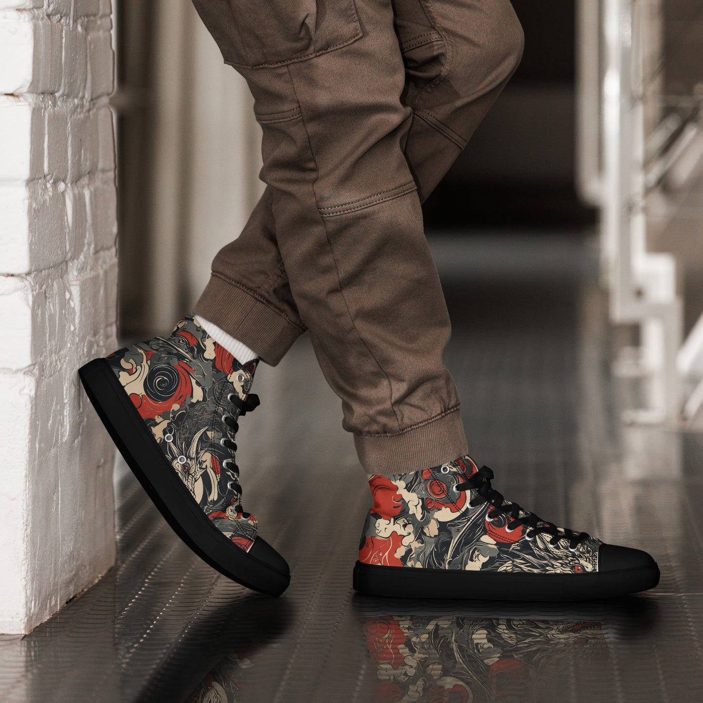 Men’s High Top Canvas Shoes-Dragons