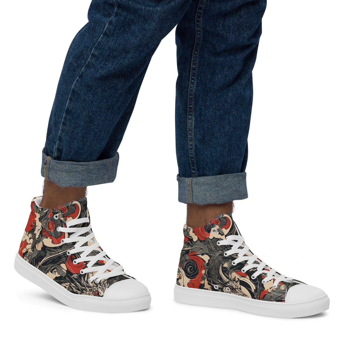 Men’s High Top Canvas Shoes-Dragons