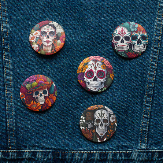 Day of the Dead Pin Buttons Set | 5-Pack Decorative Pins