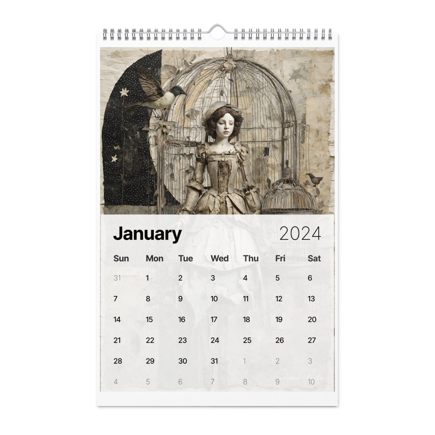 Elementologie Wall calendar (2024)-Marionettes by Edward Martin