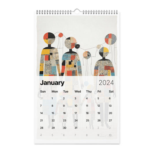 Elementologie Wall calendar (2024)-Abstract Collages by Edward Martin