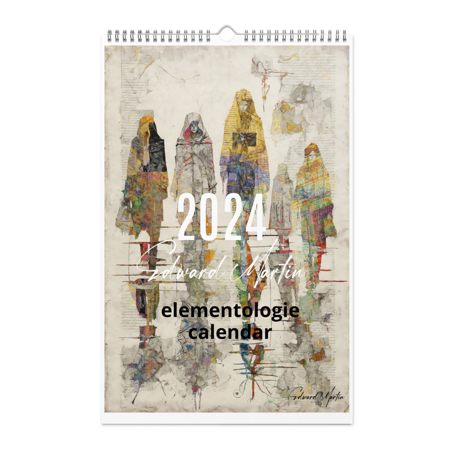 Elementologie Wall calendar (2024)-Abstract Collages by Edward Martin