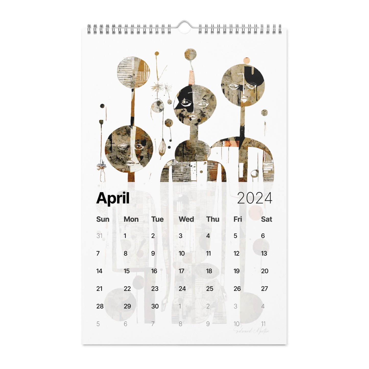 Elementologie Wall calendar (2024)-Abstract Collages by Edward Martin