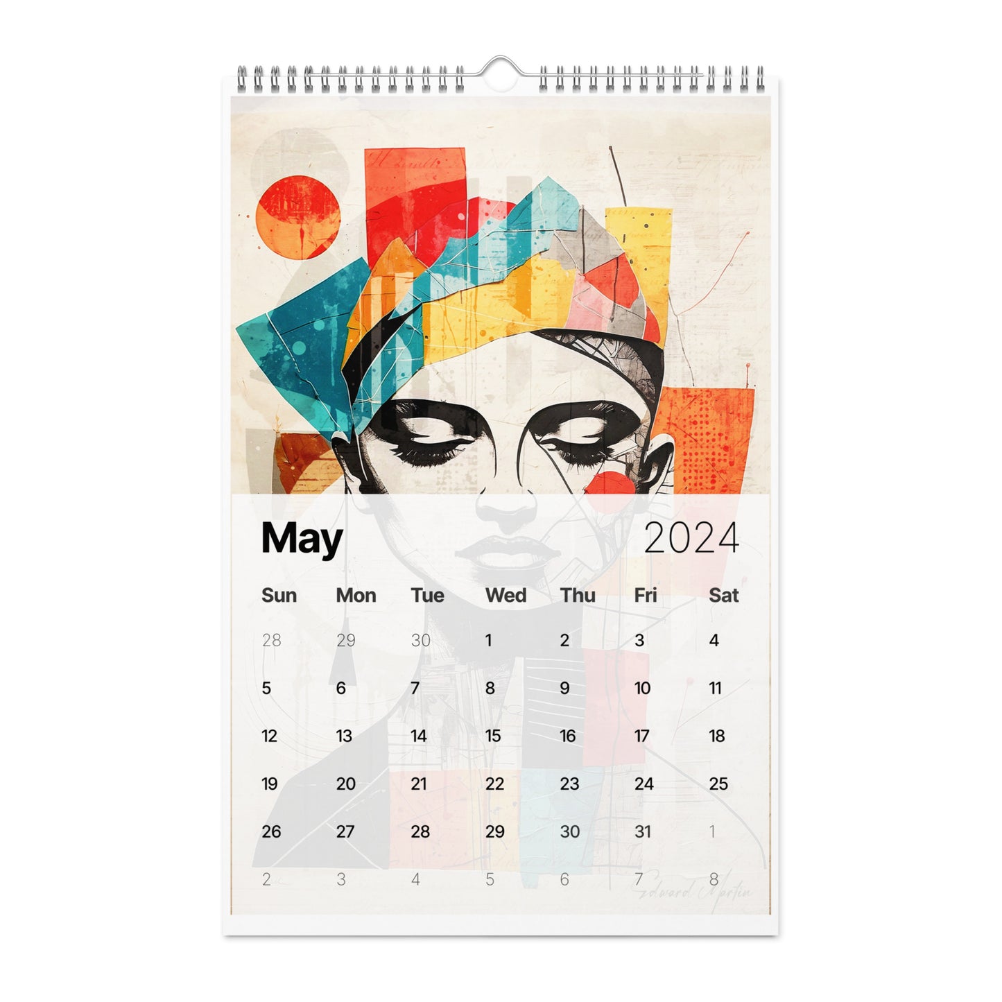 Elementologie Wall calendar (2024)-Abstract Collages by Edward Martin