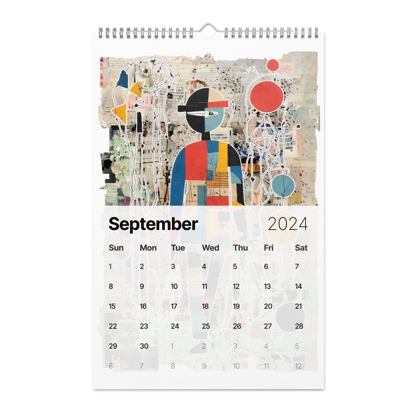 Elementologie Wall calendar (2024)-Abstract Collages by Edward Martin