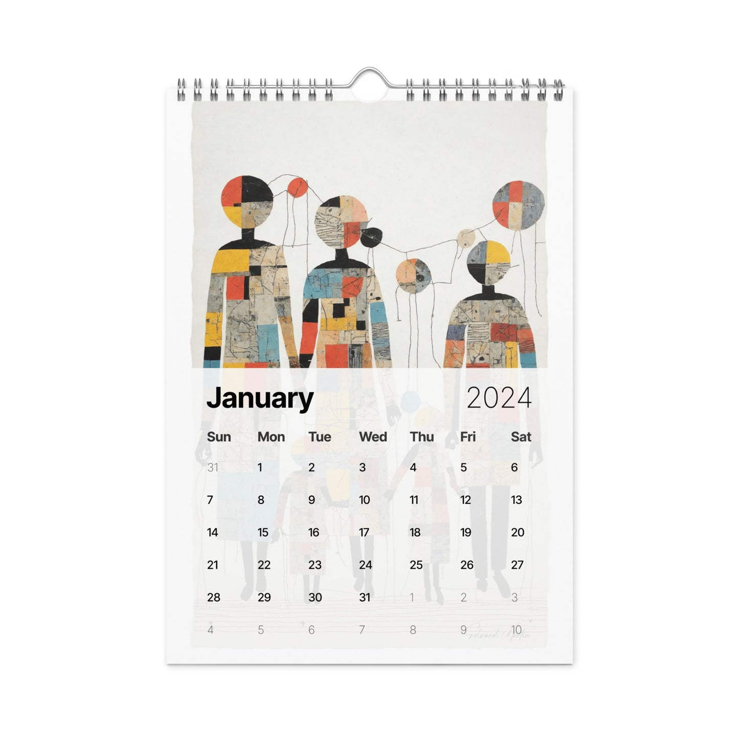 Elementologie Wall calendar (2024)-Abstract Collages by Edward Martin