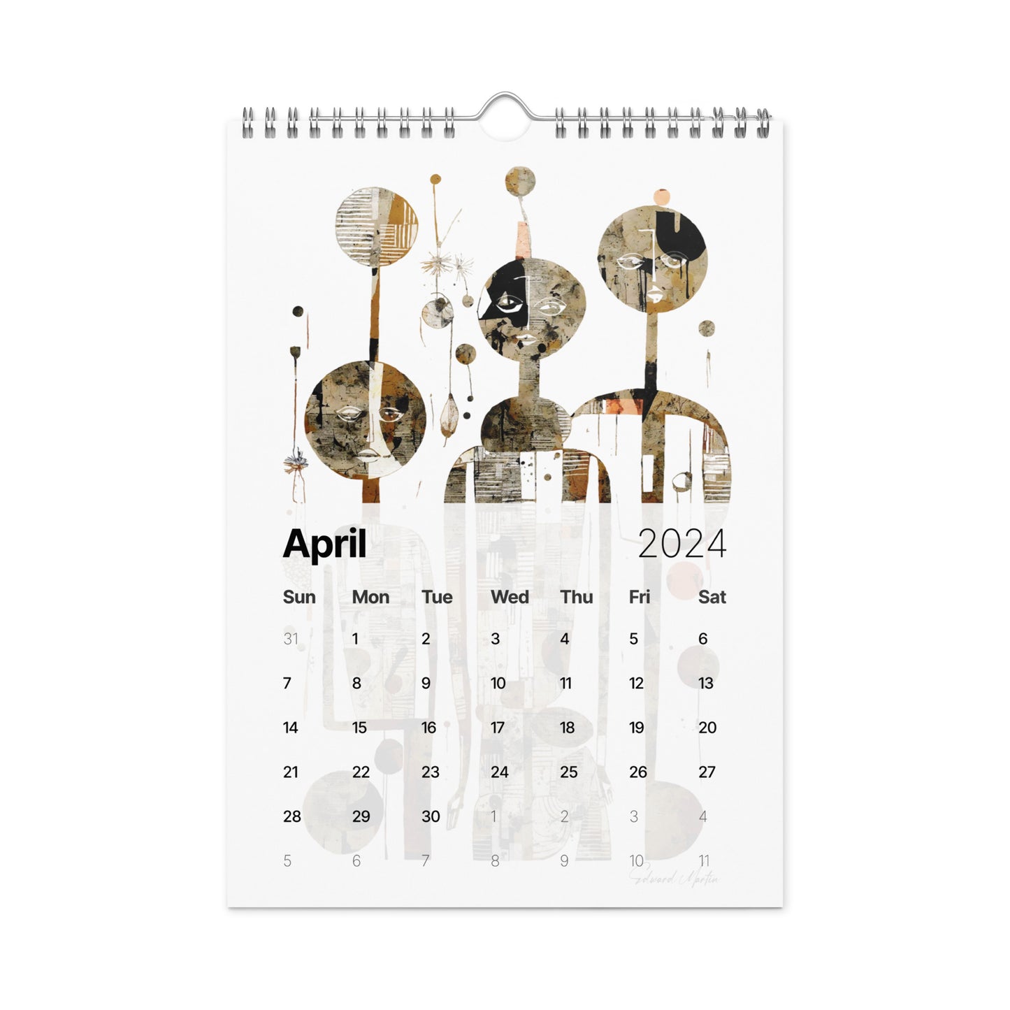 Elementologie Wall calendar (2024)-Abstract Collages by Edward Martin