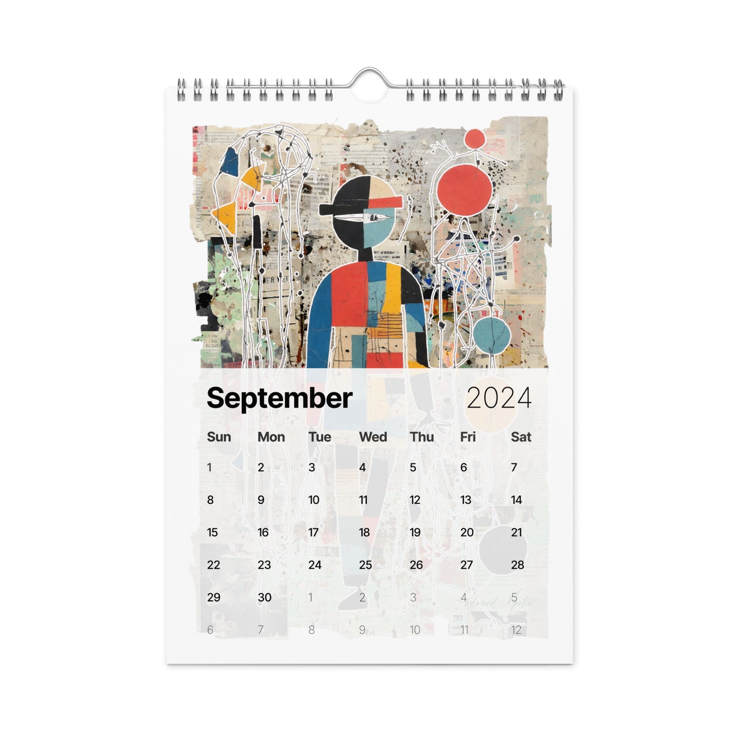 Elementologie Wall calendar (2024)-Abstract Collages by Edward Martin