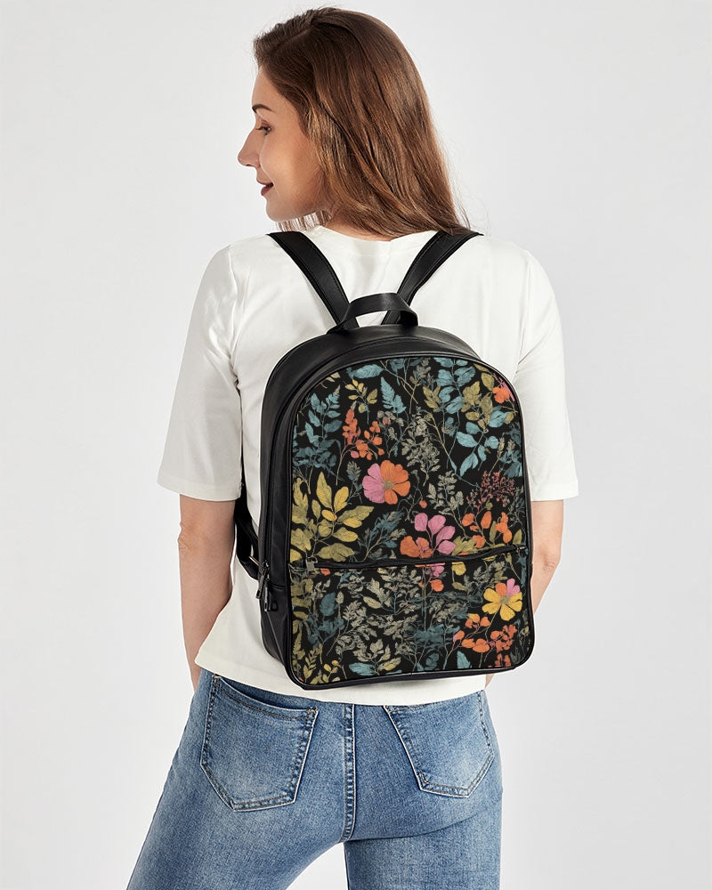 Compact Faux Leather Fashion Backpack