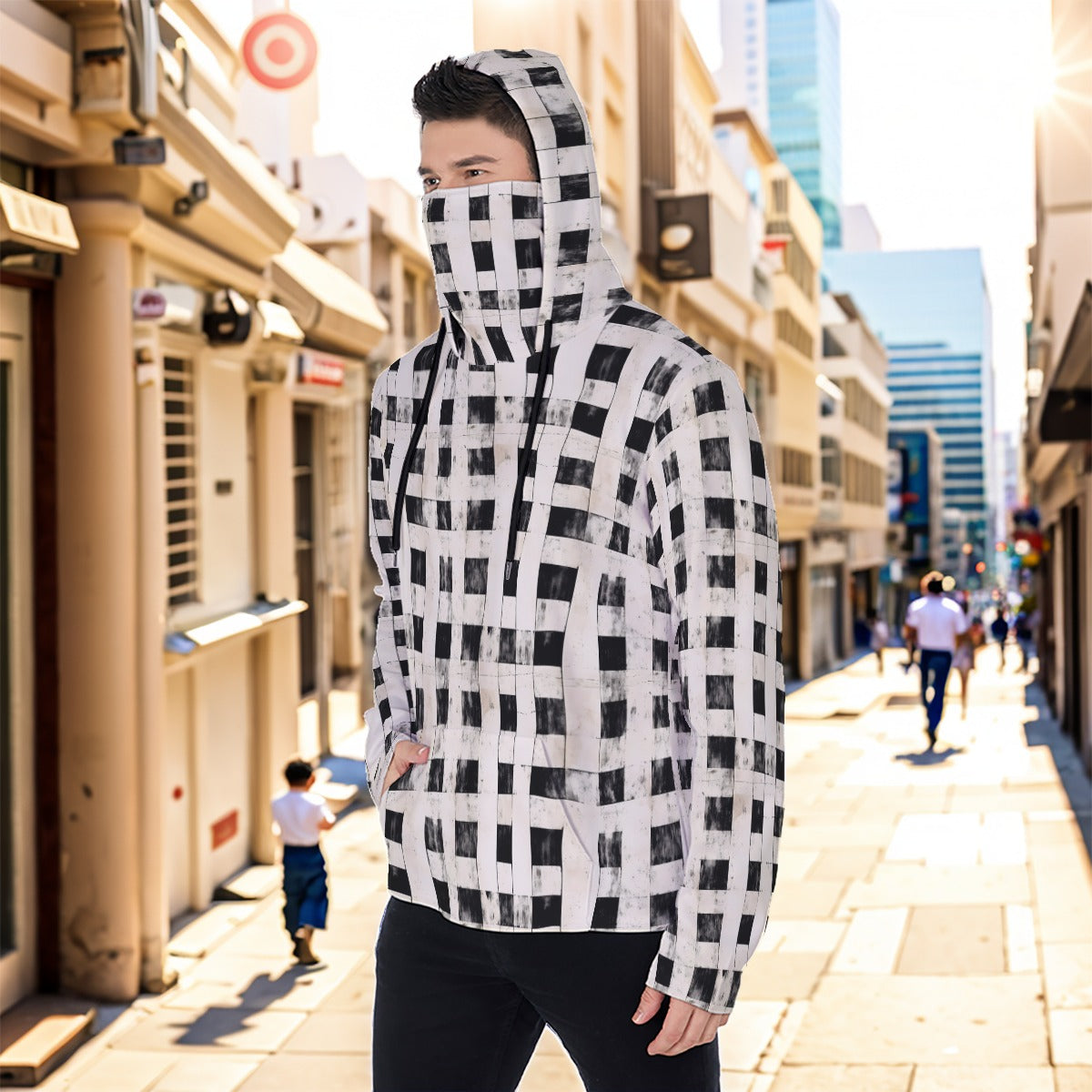 Eco-friendly All-Over Print Men's Masked Hoodie