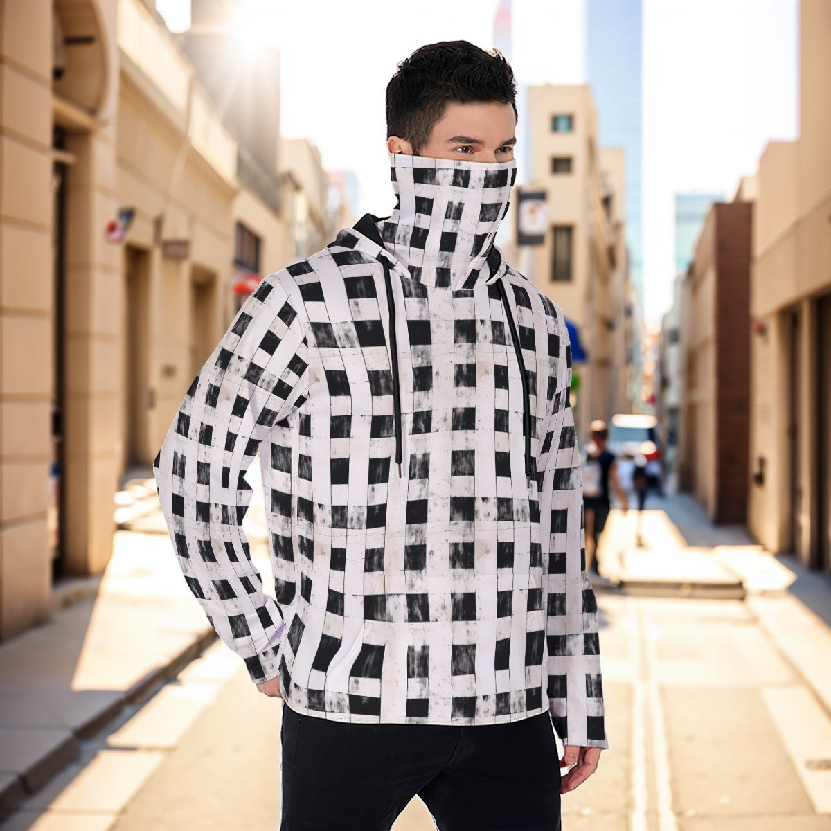 Eco-friendly All-Over Print Men's Masked Hoodie