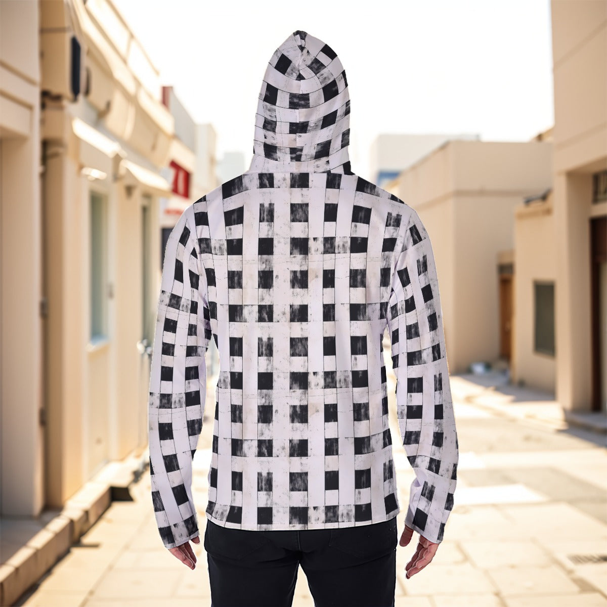 Eco-friendly All-Over Print Men's Masked Hoodie