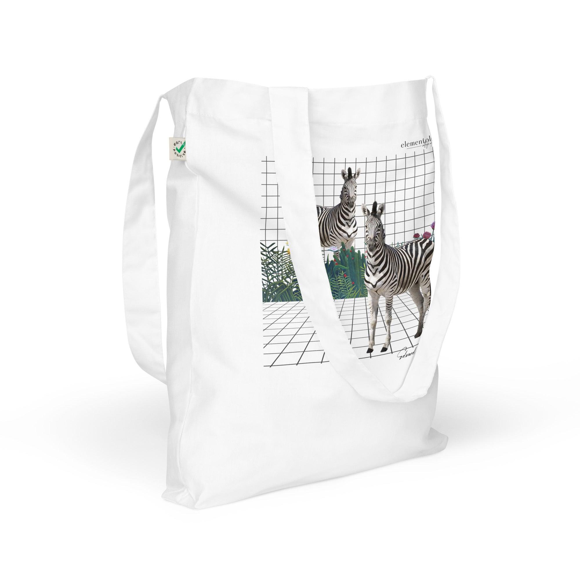 Organic fashion tote bag-Zebras by Edward Martin - Elementologie