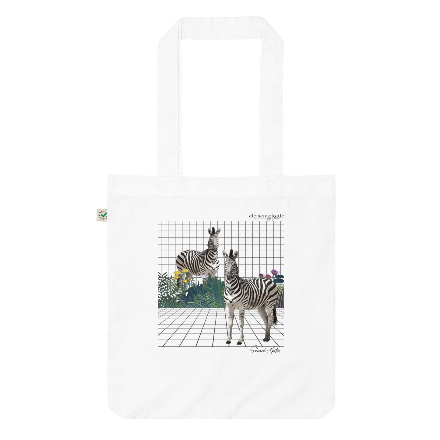 Organic fashion tote bag-Zebras by Edward Martin - Elementologie