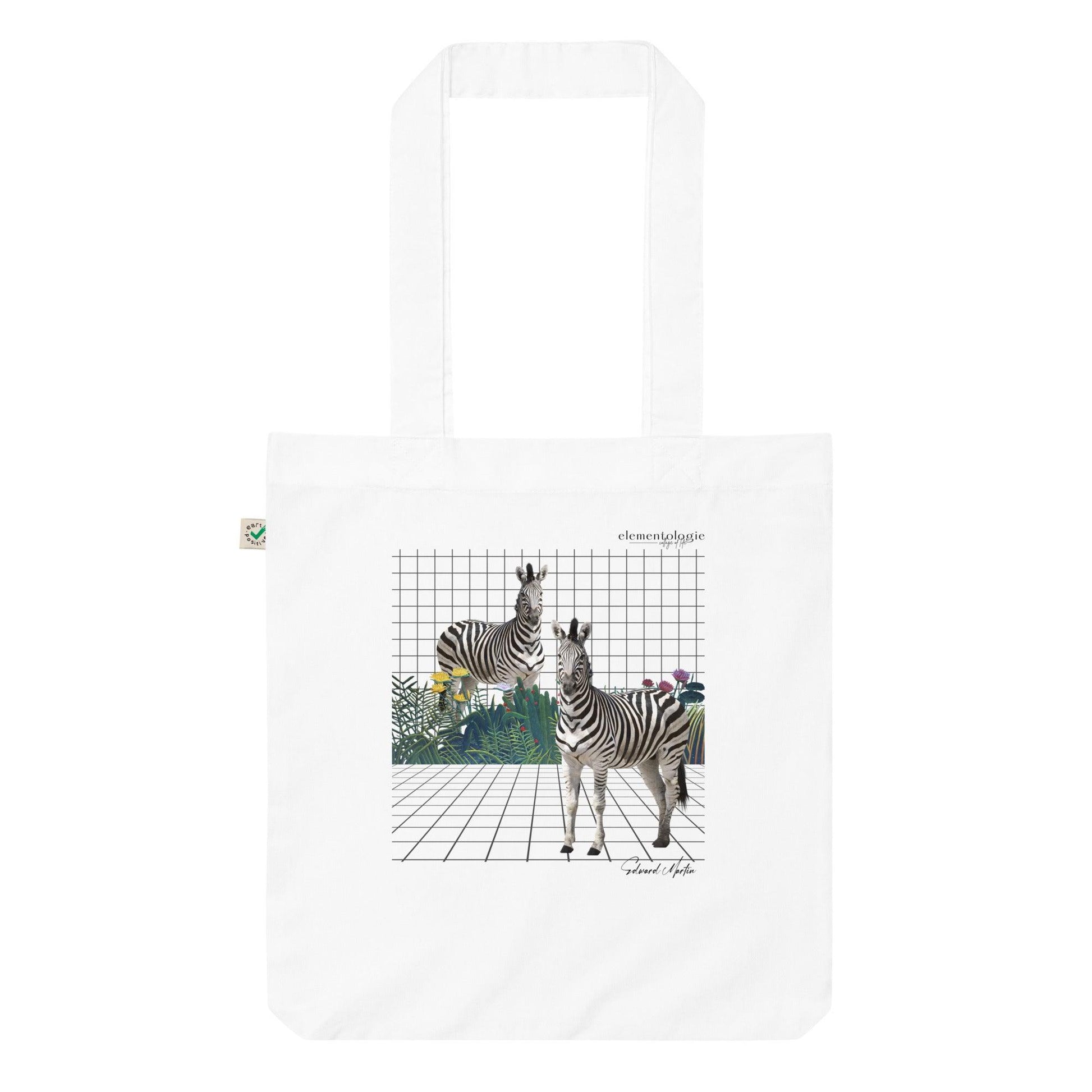 Organic fashion tote bag-Zebras by Edward Martin - Elementologie