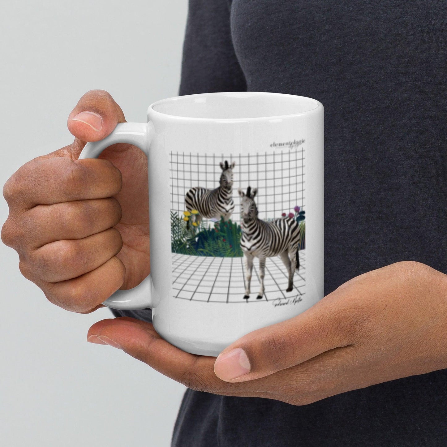 White glossy mug-Zebras by Edward Martin - Elementologie