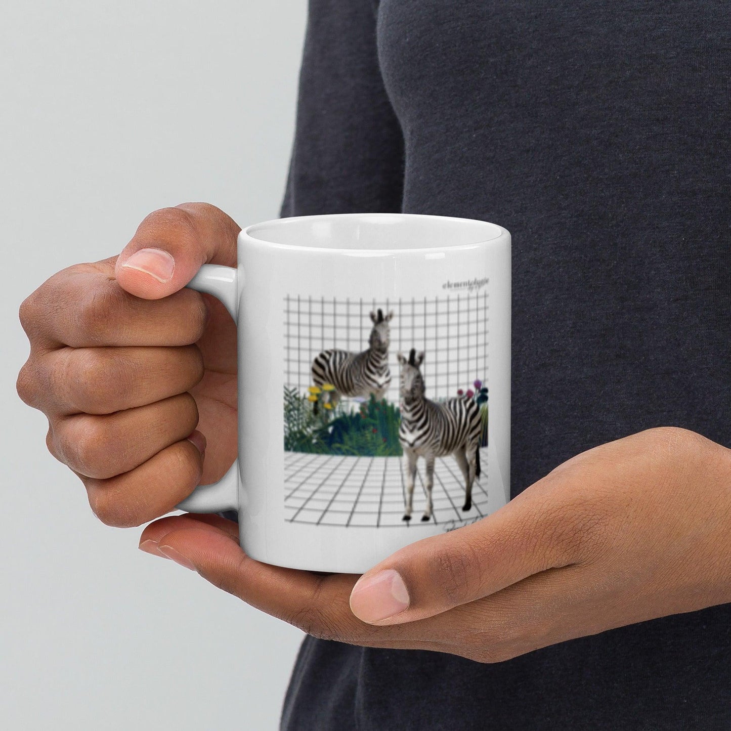 White glossy mug-Zebras by Edward Martin - Elementologie