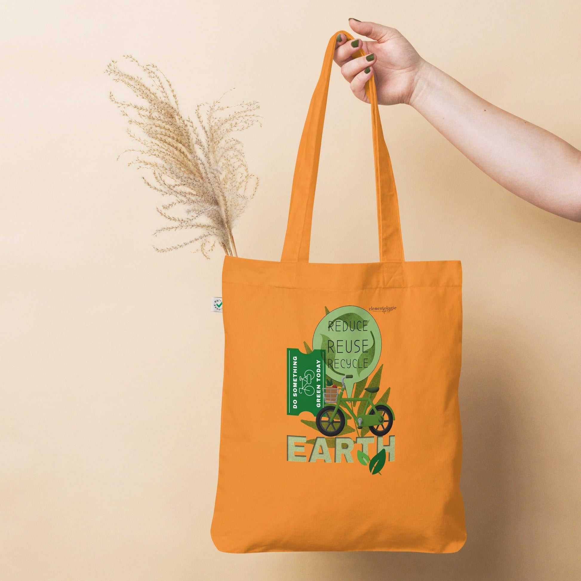 Organic fashion tote bag-Reduce-Reuse-Recycle - Elementologie