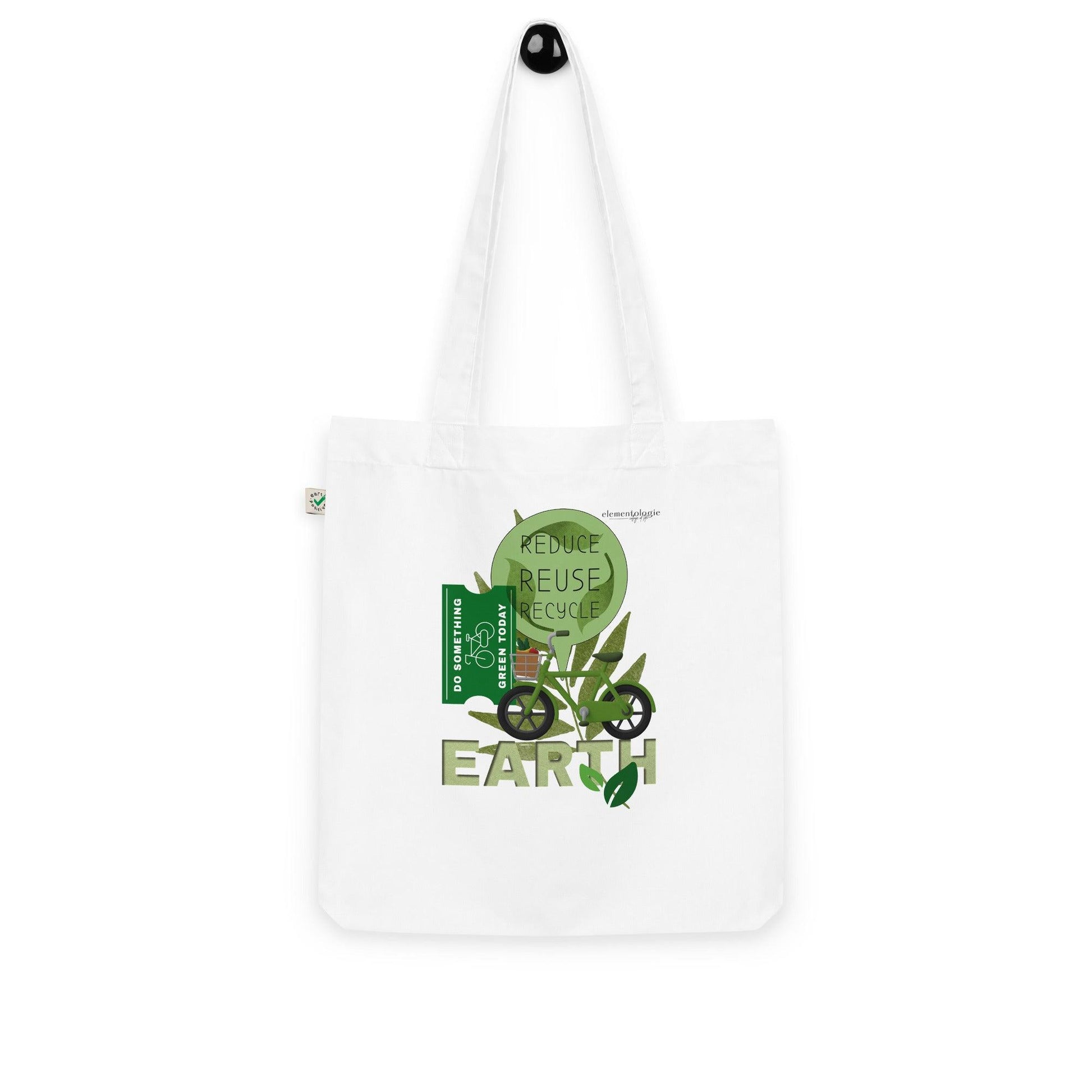 Organic fashion tote bag-Reduce-Reuse-Recycle - Elementologie