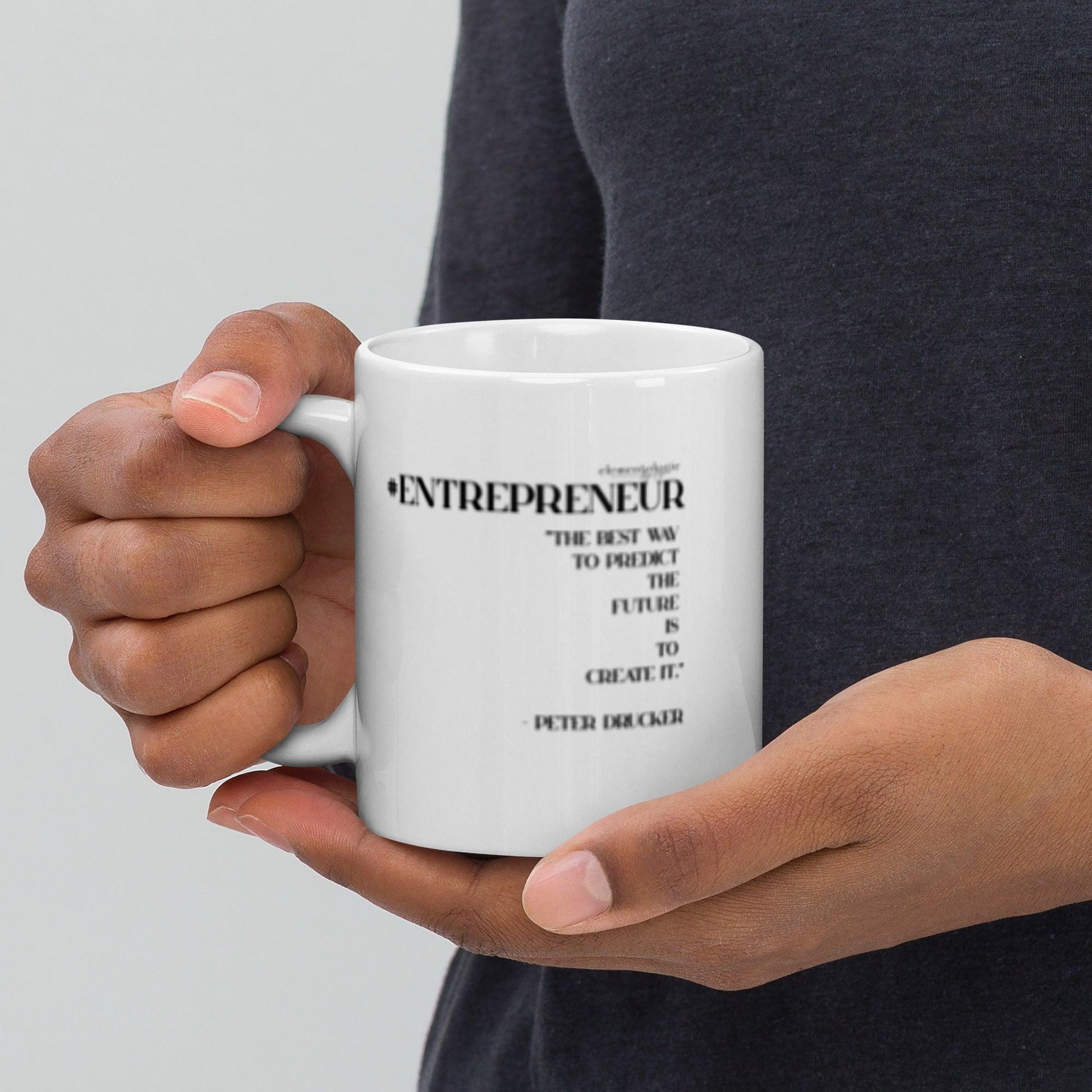 White glossy mug-#Entrepreneur-The Best Way to Predict the Future - Elementologie