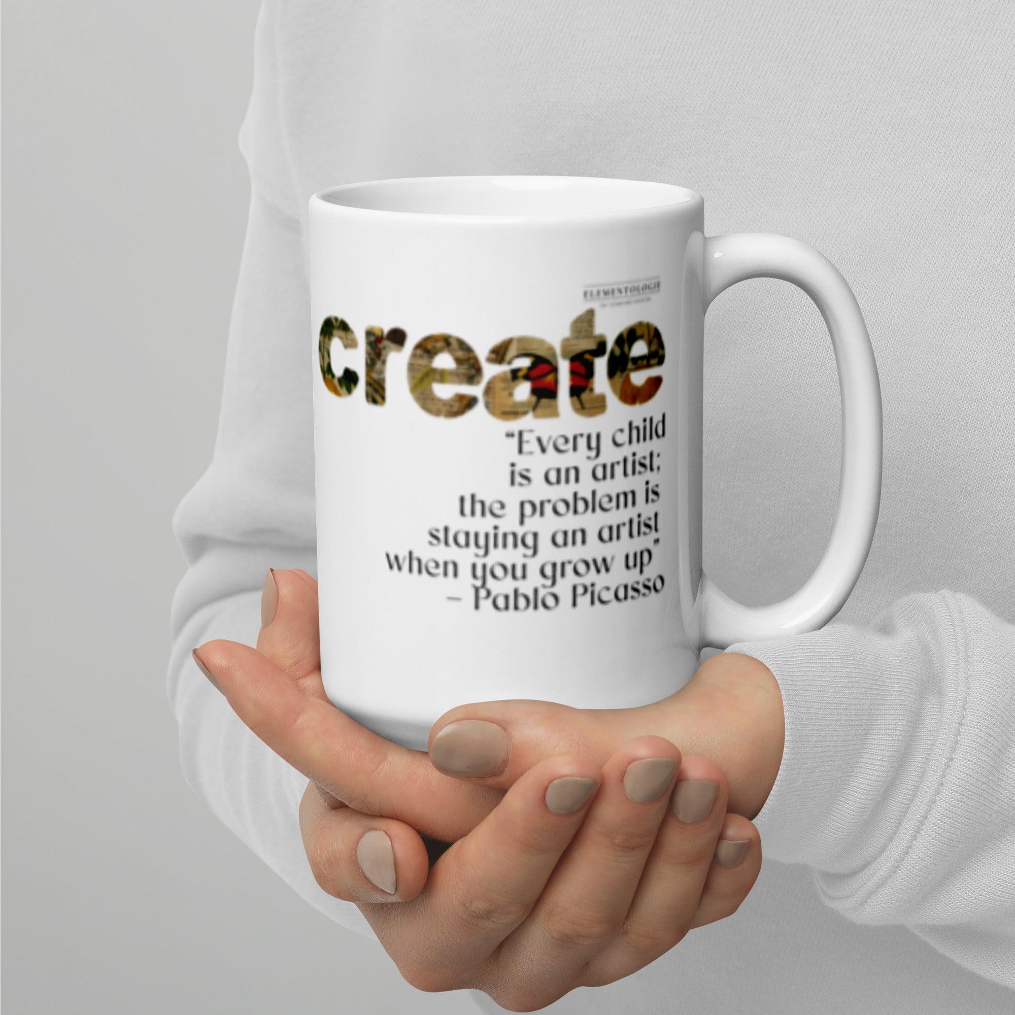 White glossy mug-Create-Pablo Picasso - Elementologie