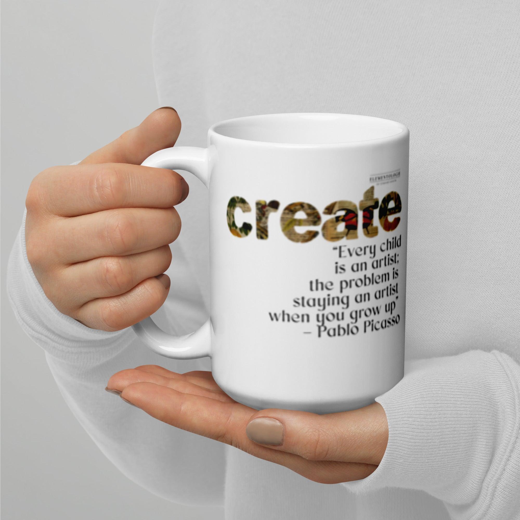 White glossy mug-Create-Pablo Picasso - Elementologie