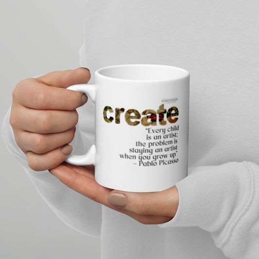 White glossy mug-Create-Pablo Picasso - Elementologie